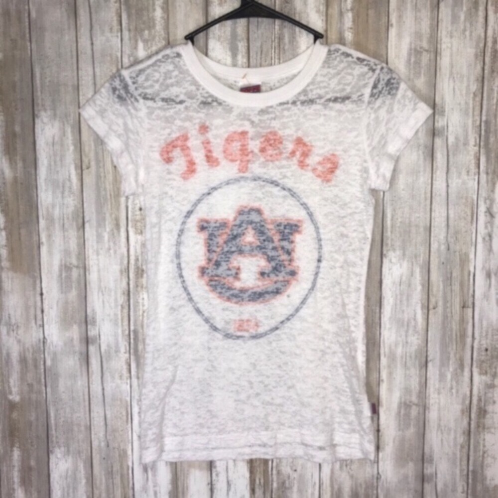 Auburn Tigers Burnout Graphic Tee White Women’s Large NCAA Shirt